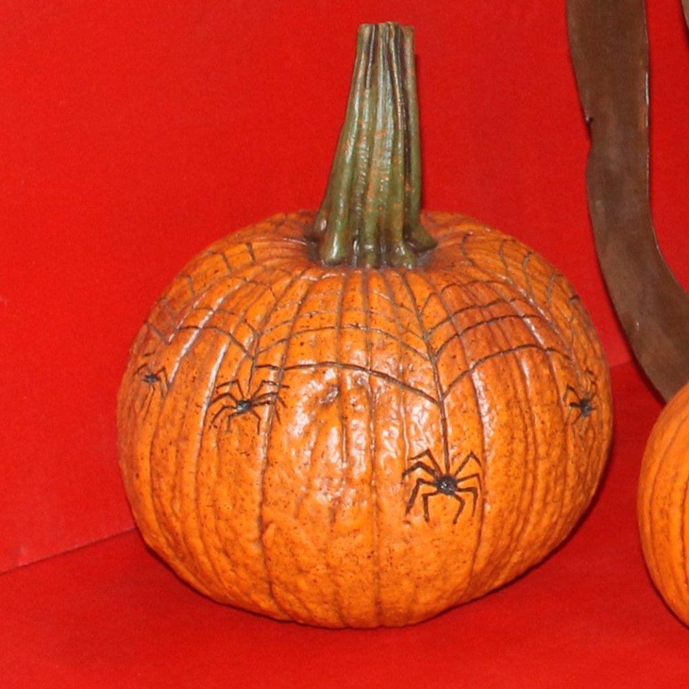 Halloween Realistic Resin Spider Pumpkin
